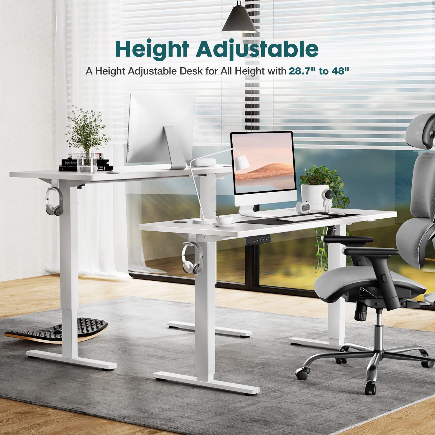 EverPick Electric Standing Desk 40/48/55/63 Inch Height Adjustable Desk, 4 Memory Presets，Motorized Sit Stand Desk with Quiet Dual Motor, Modern Ergonomic Computer Desk for Home Office