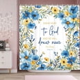 thumbnail image 7 of Bible Verse Botanical Shower Curtain Christian Scripture Jesus Quote Bath Curtain with Plant Leaves, Floral Inspirational Faith Bathroom Shower Curtain Set with Hooks Teal Yellow, 7 of 7