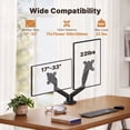 thumbnail image 5 of Dual Monitor Mount Stand for 13”-33" Screens, 360° Heavy Duty Adjustable Gas Spring Arm Desk Mount with Tilt, Swivel, Rotation, VESA 100x100, 75x75, Holds Up to 22lbs per Monitor Arm, 5 of 9