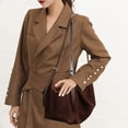 thumbnail image 5 of Suede Cow Leather Hobo Bag, Soft Slouch Shoulder Handbag, 13.78x5.91x7.87inch, 5 of 7