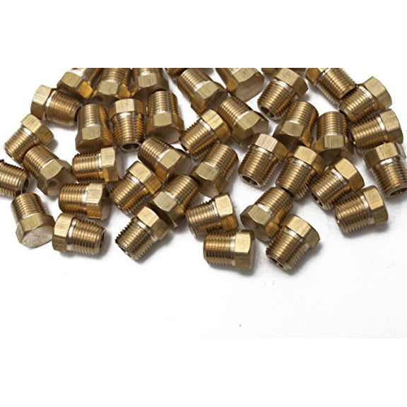 LTWFITTING Brass Pipe Hex Head Plug Fittings 1/8-Inch Male NPT Air Fuel Water Boat(Pack of 50)