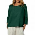 thumbnail image 1 of ManxiVoo Blouse à Coupe Décontractée pour Femmes à Manches 3 4 Col Rond Haut Léger Imprimé pour Usage Quotidien Taille TTTG Vert Noirâtre, 1 of 7