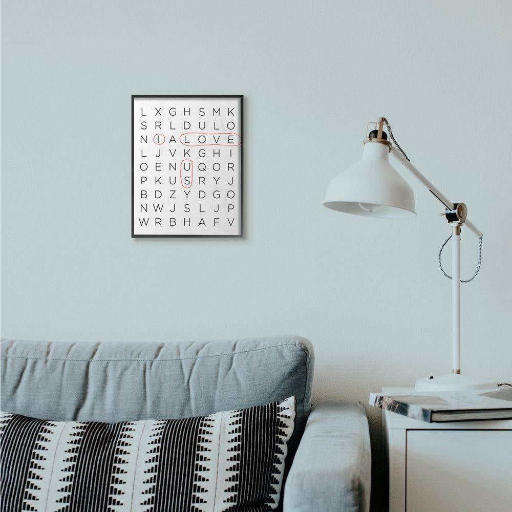 Stupell Industries Crossword Family Home Inspirational Word Black And White Design Framed Giclee Texturized Art by Anna Quach