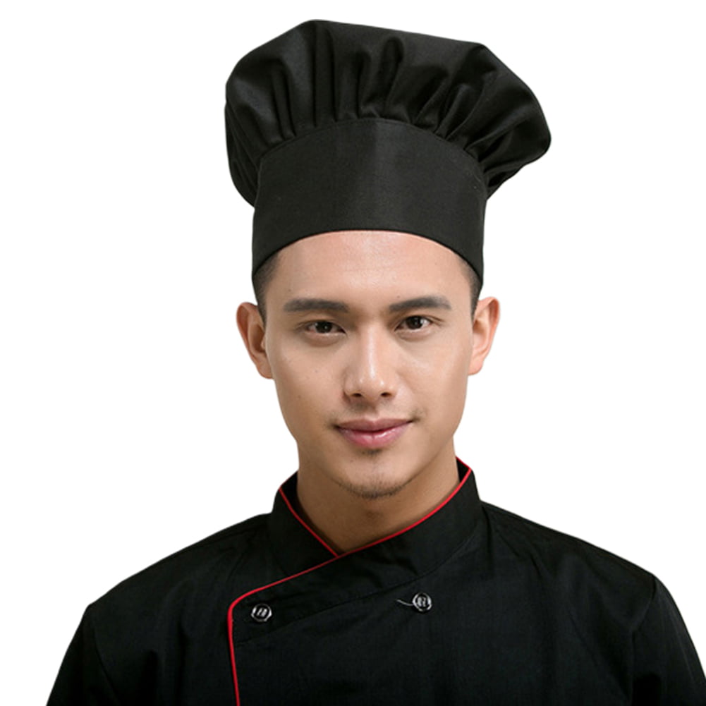 LN_ Professional Chef Hat Elastic Unisex Kitchen Cooking Baker Pleated Work Ca 