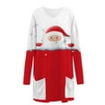 thumbnail image 3 of Lanhui Women Casual O- Neck Christmas Printed Pocket Dress Loose And Comfortable Long-sleeved, 3 of 3
