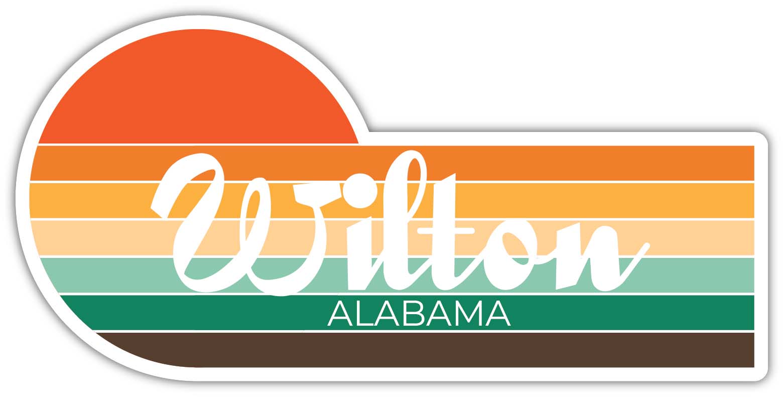 Wilton Alabama 4 x 2.25 Inch Sticker Retro Vintage Sunset City 70s