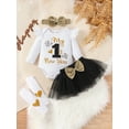 thumbnail image 2 of Suealasg Baby Girls New Year Outfit 4 Piece Infant Newborn Spring Clothes Letter Print Romper and Tulle Skirt Cute Headband Leg Warmer, 2 of 8
