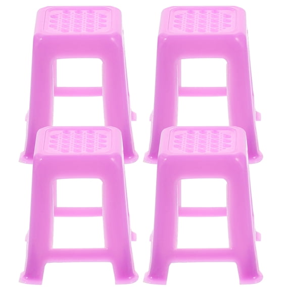 OUNONA Mini Chair Purple Plastic 4Pcs Home Decoration Modern Minimalist