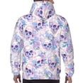 thumbnail image 7 of Picia white Skull crystal flower Pattern Casual Men's Hoodie - Lightweight Hooded Sweatshirt with Kangaroo Pocket, Comfortable Pullover for Everyday, Travel-XX-Large, 7 of 7