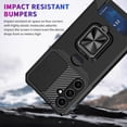 thumbnail image 6 of Phone Case for Samsung Galaxy S24 5G with Slide Camera Cover and Tempered Glass Screen Protector Credit Card Holder Hard Ring Stand Hybrid TPU Cell Accessories S 24 24S GS24 G5 Women Men Black, 6 of 12
