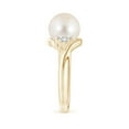 thumbnail image 3 of Angara Freshwater Cultured Pearl Bypass Ring with Diamond Trio in 14K Yellow Gold for Women | June Birthstone Jewelry for Her, 3 of 8