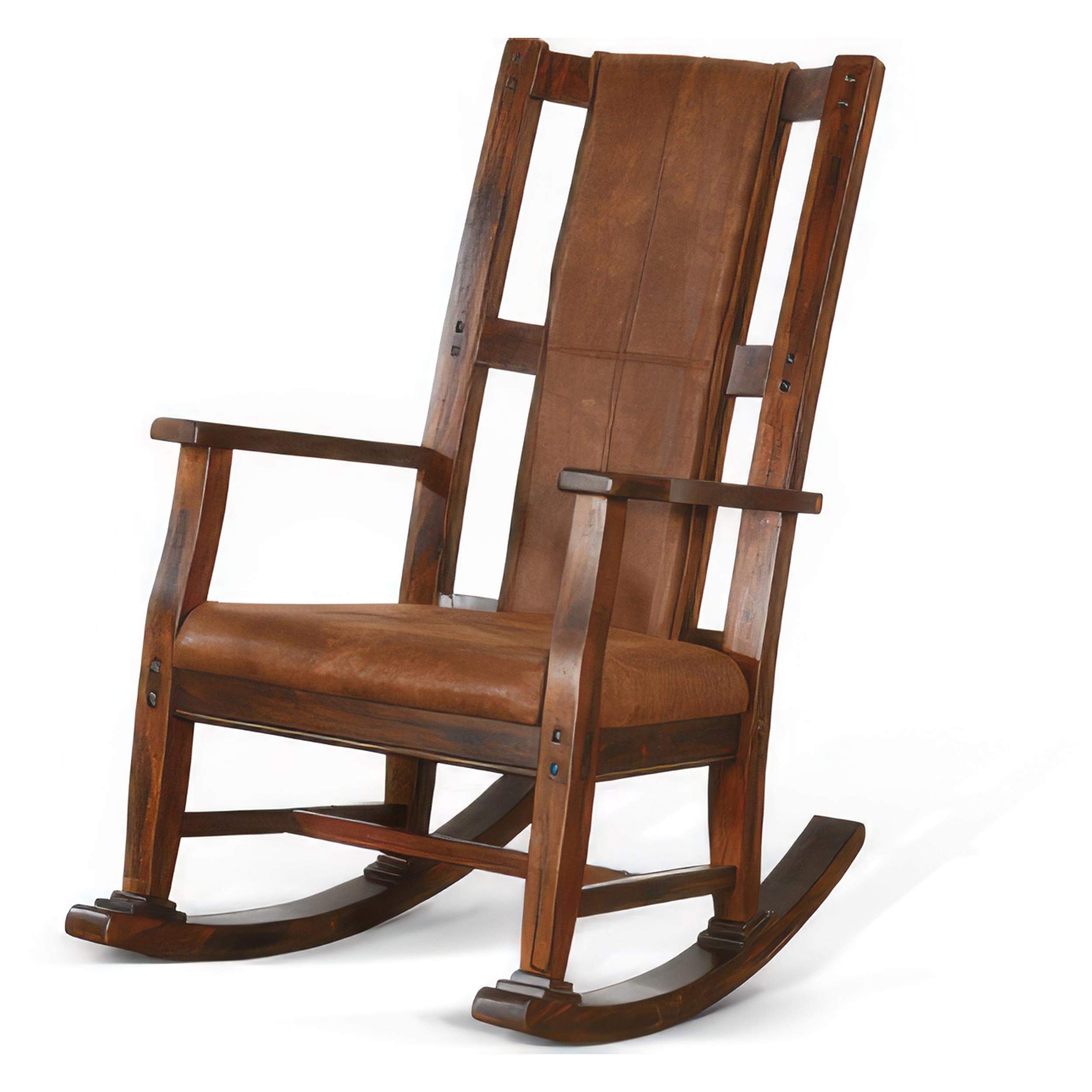 Odel Rocking Chair, Faux Leather Seat and Back, Dark Chocolate Brown