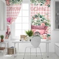 thumbnail image 5 of Eucalyptus Trucks Blackout Curtains for Bedroom, Spring Farmhouse Floral Leaves Pink Plaid Thermal Insulated Kitchen Drapes with Grommets, Light Blocking Window Treatment, 2 Panels 42" x 63", 5 of 7