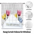 thumbnail image 3 of Blue Red Yellow Tulips Swag Curtain Valance for Windows, Country Flowers Window Treatments Short Swag Topper for Kitchen Windows Bathroom Bedroom, 28"x36", 3 of 8