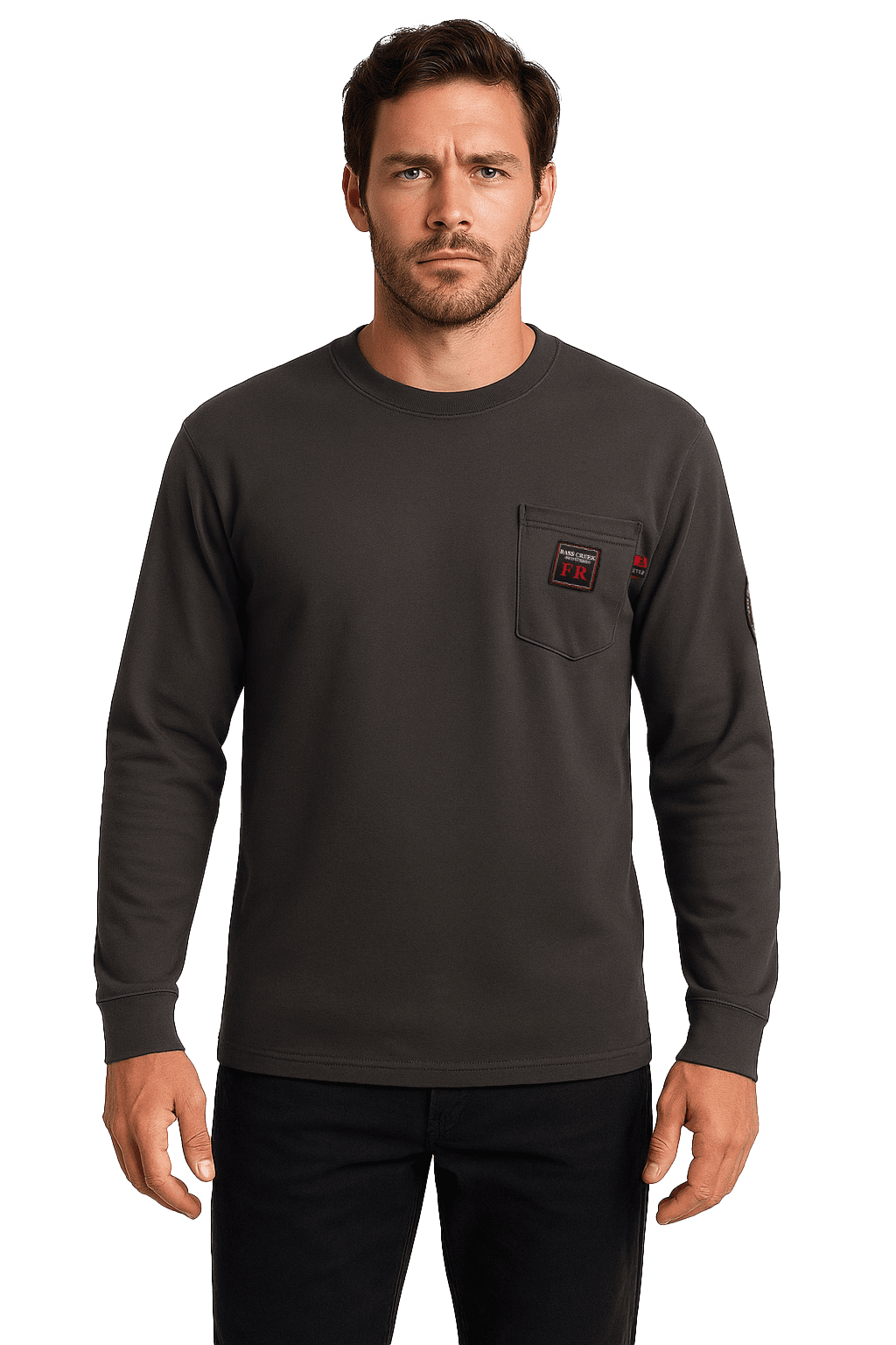 Bass Creek Outfitters Men's Flame Resistant Long Sleeve Crewneck Knit Top, Sizes M-XXL
