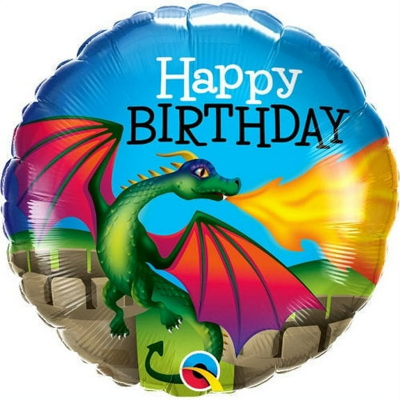 18 inch Birthday Mythical Dragon Foil Mylar Balloon - Party Supplies Decorations
