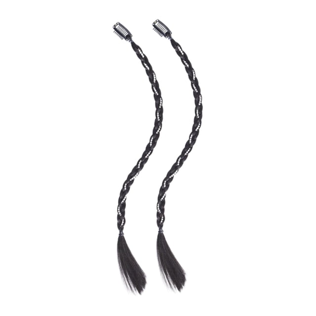 Extensiones de cabello trenzado con clip, postizos trenzados versátiles de 17,72 pulgadas para maquillaje Negro con cadena