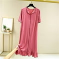 thumbnail image 2 of Timegard Robes de Maison pour Femmes Col en V Volants Manches Courtes Chemises de Nuit Douces Confortables Décontractées Robes de Nuit, 2 of 4