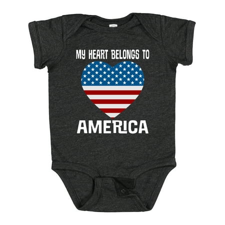 

Inktastic USA Patriotic My Heart Belongs to America Boys or Girls Baby Bodysuit