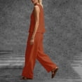 thumbnail image 7 of Besolor Womens Summer Outfits 2 Piece Set V Neck Sleeveless Button Tank Tops Wide Leg Pants with Pocket Beach Dresses Vacation Sets(X-Large,Red), 7 of 7