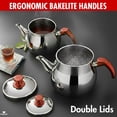 thumbnail image 5 of Hakan Stainless Steel 3.2 L Maxi Double Bondy Turkish Tea Pot Set with Self Strainer, Double Lids, 107 Oz, 5 of 10
