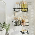 thumbnail image 3 of Rust Proof Shower Caddy No Drill Bathroom Organizers with Removable Hooks Soap Holder Wall Mounted 2/3/5 Pack Bright Black - Outdoorfun, 3 of 6