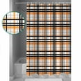 thumbnail image 3 of Extra Long Shower Curtain 72x84 Inch, Orange Black Plaid Shower Curtain Waterproof Bathroom Decor Farmhouse Orange Black Checkered Fabric Bath Curtain Set Accessories with Hooks, 3 of 6