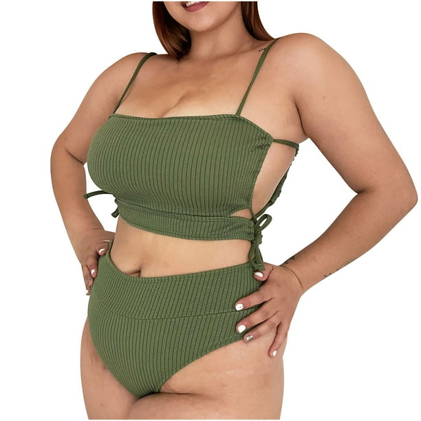 Conjunto de bikini de dos piezas para mujer, de talla grande, elegante, cómodo y sólido OAVQHLG3B Store lin121212