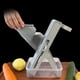 thumbnail image 3 of Cortador de mandolina, picador de verduras 5 en 1 de gran capacidad, artefacto seguro para cortar verduras y frutas, juliana, dados, utensilios de cocina (Gris), 3 of 5