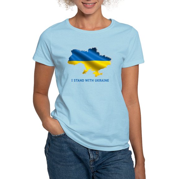 CafePress - I Stand With Ukraine Flag Ukrainian Pride T Shirt - Women's Classic T-Shirt
