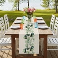 thumbnail image 4 of Green Eucalyptus Leaves 90 Inch Table Runner, Farmhouse Rustic Botanical Burlap Farmhouse Dresser Scarf Cotton & Linen Tablerunner for Dining/Kitchen Island/Holiday Party Décor 13" x 90", 4 of 9