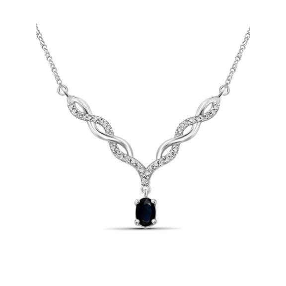 0.67 Carat T.G.W. Sapphire Gemstone and Accent White Diamond Women's Pendant