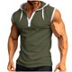 thumbnail image 2 of pstuiky Hombres Tanque, Blusa sin mangas con capucha y cuello redondo para hombre, con botones y parches de fitness de color Chaleco para hombre xxl, 2 of 7