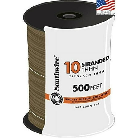 10 Awg Thhn Strand Wire, Brown - 500 ft.