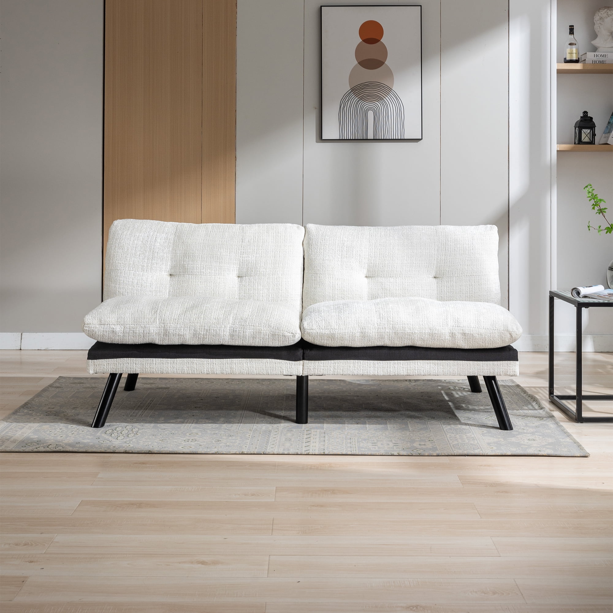 Spaco Convertible Futon Sofa Bed Futon Couche for Living Room, Chenille-Creamy White Spaco Convertible Futon Sofa Bed Futon Couche for Living Room, Chenille-Creamy White