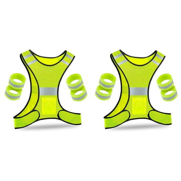 2 Pcs Reflector Vest - High Visibility Bicycle Vest with Adjustable Fastener and 8 Reflector Jogging