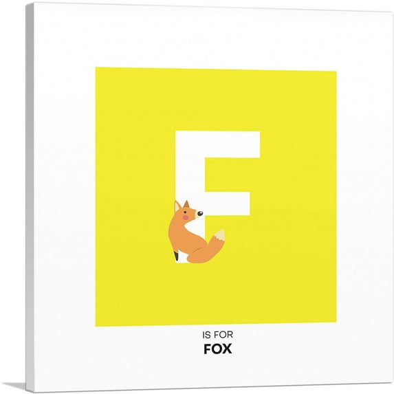 ARTCANVAS Kids Animal Alphabet Letter F Canvas Art Print - Size: 36" x 36" (1.50" Deep)