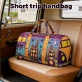 thumbnail image 4 of Hippie Van Quilted Duffle Bag, Boho Retro Style Embroidered Patterned Quilted Duffle Bag With Comfortable Handles, Multi-Functional Short Trip Carryall For Travel Camping Picnics 16X8X8 Inch, 4 of 5