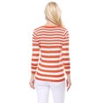 thumbnail image 4 of YEMAK Women's 3/4 Sleeve V-Neck Stripe Regular Fit Button-Down Sweater Cardigan-D.ORANGE-S, 4 of 5