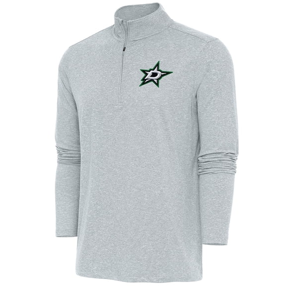 Men's Antigua  Heather Gray Dallas Stars Hunk Quarter-Zip Pullover Top