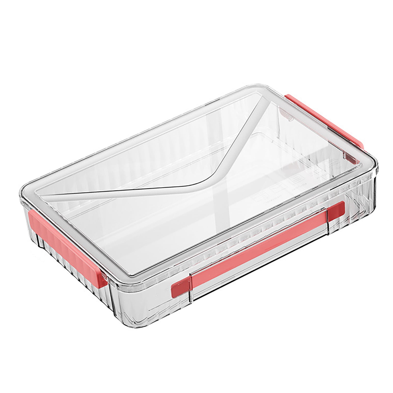Certificate Storage Box Large Capacity Transparent Portable Scrapbook Paper Storage Case with Handle for Document File Red