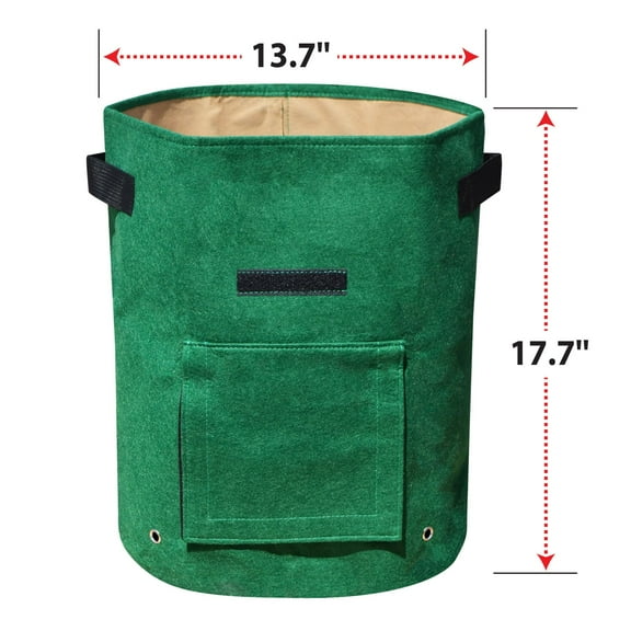 SUNRISEUMBRELLA Green Potato Grow Bags Large Garden Planting Bag with Flap Window and Durable Handle Outdoor Use 11 Gallon (1 Pack)