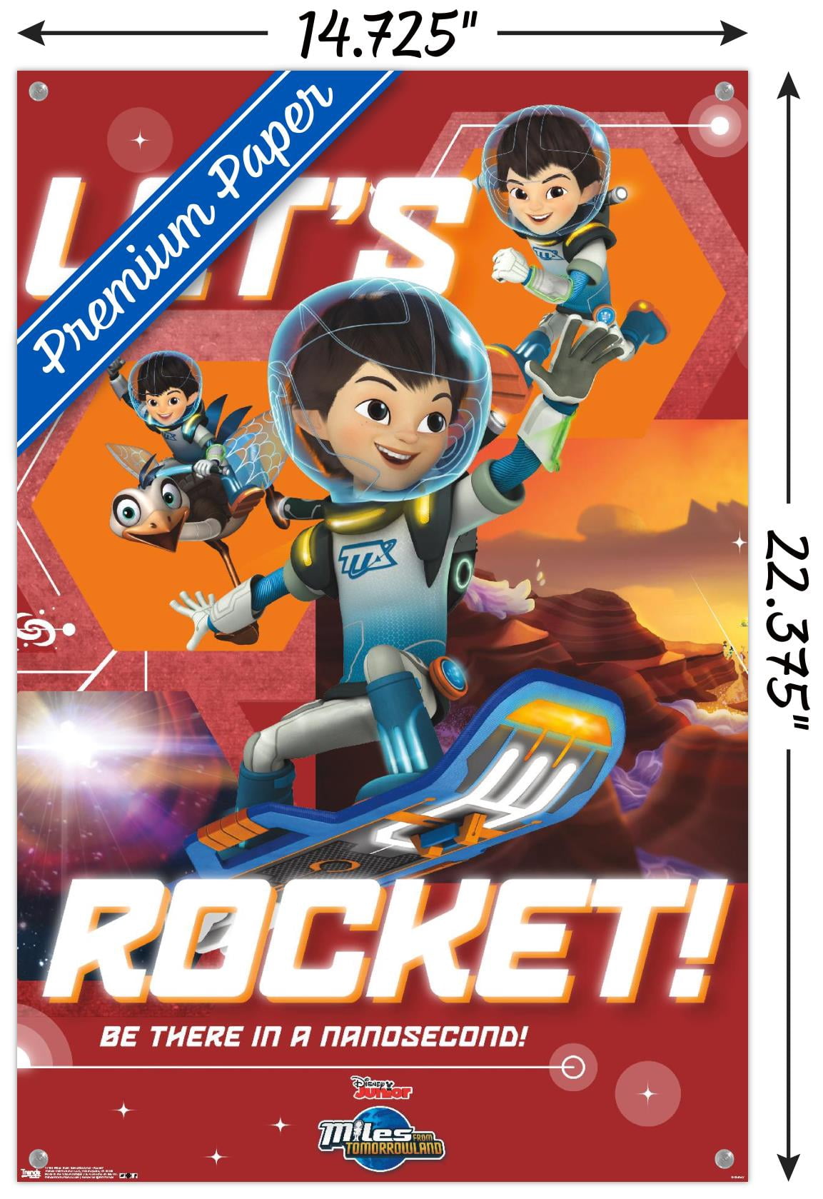 Disney Miles from Tomorrowland - Rocket Wall Poster with Push Pins, 14.725" x 22.375"