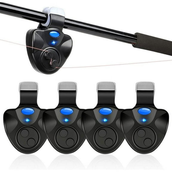 4 PCS Fishing Bite Alarm, Sensitive Electronic Fishing Bite Sound Alarm, Bite Alert Bell with LED Lights Fishing Bells Clip