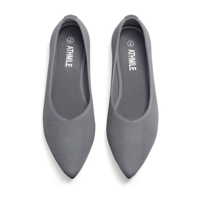 Zapatos planos ATHMILE con punta puntiaguda de punto rojo para mujer