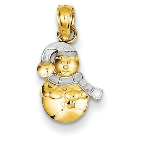 Jewelryweb 14k Gold Snowman Pendant Rhodium 5 Grams 14k Gold Snowman Pendant Rhodium 5 Grams