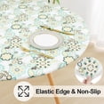 thumbnail image 2 of Round Fitted Tablecloth with Elastic Edge, 100% Waterproof Oil Proof Plastic Table Cover, Vinyl Flannel Backed Tablecloth Fits 36"-44" Round Tables for Dinner, Outdoor, Picnic, Black, 2 of 6