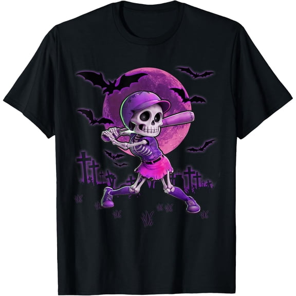 Spooky Season Softball Halloween Girl T-Shirt Size S-5XL