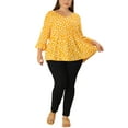 thumbnail image 3 of GRACE & GRANDEUR Women's Plus Size Tops Polka Dots V Neck 3/4 Sleeves Peplum Hem Babydoll Blouses 4X Yellow, 3 of 7