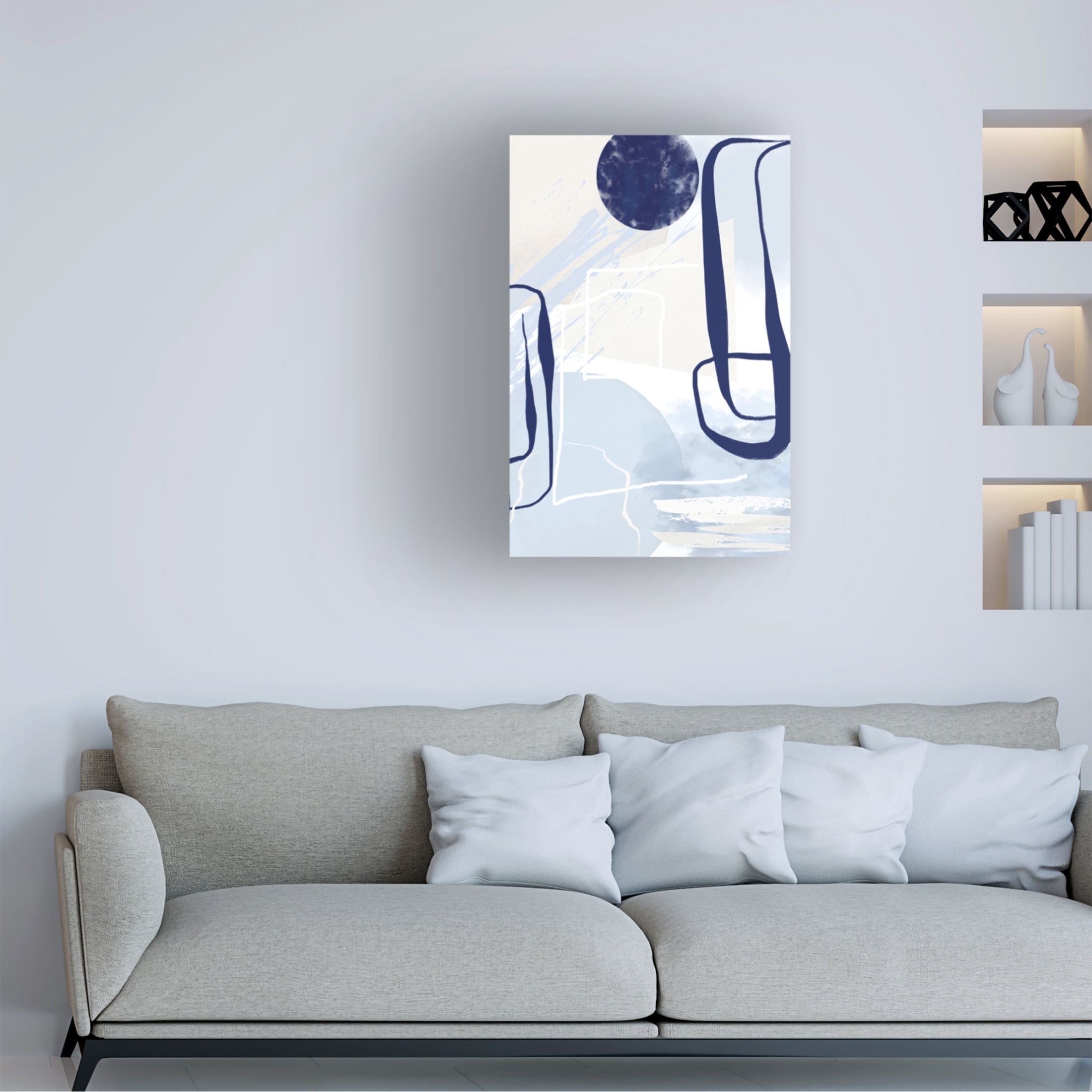Trademark Fine Art Sally Ann Moss Lines of Blue 3 Canvas Wall Art